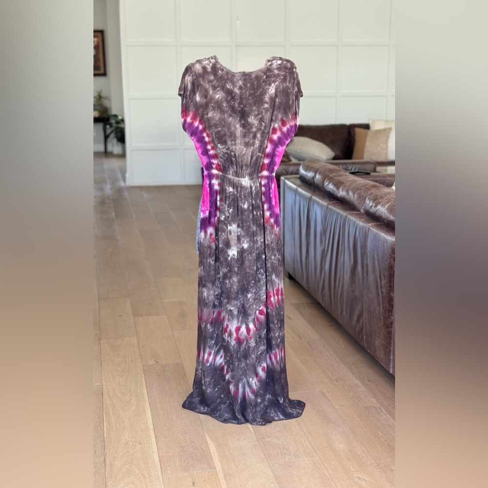 NWOT Young Fabulous & Broke Helena Boho Tie-Dye Knot Front Maxi Dress Sz SM - Picture 2 of 14